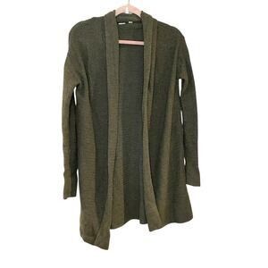 GAP Brooklyn Long Open Front Cardigan Extra Fine Merino Wool Blend Sweater Green